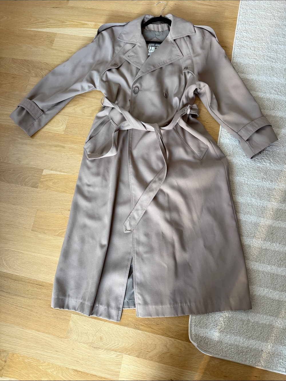 J gallery Classic Taupe Double-Breasted Trench Coat Dress with Belt Korea